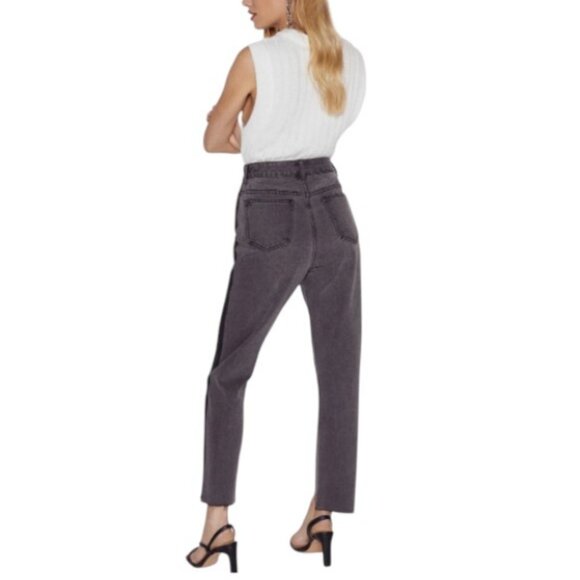 Nasty Gal grey black Side By Side high waisted mom jeans size 40 - Picture 3 of 11
